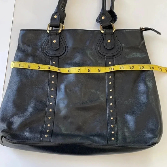 ROLFS vintage shoulder bag. Black Pebbled Soft Genuine Cowhide Leather, 12 X 14” - Picture 5 of 13
